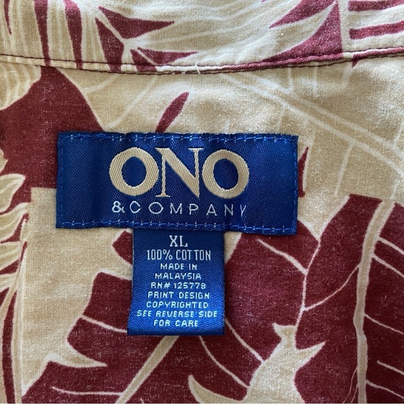 ONO & Company Aloha Hawaiian Tropical Floral Collared Shirt Men XL - Picture 4 of 5